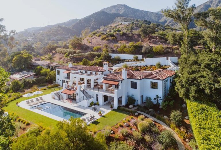 This $7,950,000 Extraordinary Mediterranean-inspired Villa in Santa Barbara has a Beautifully Landscaped Driveway