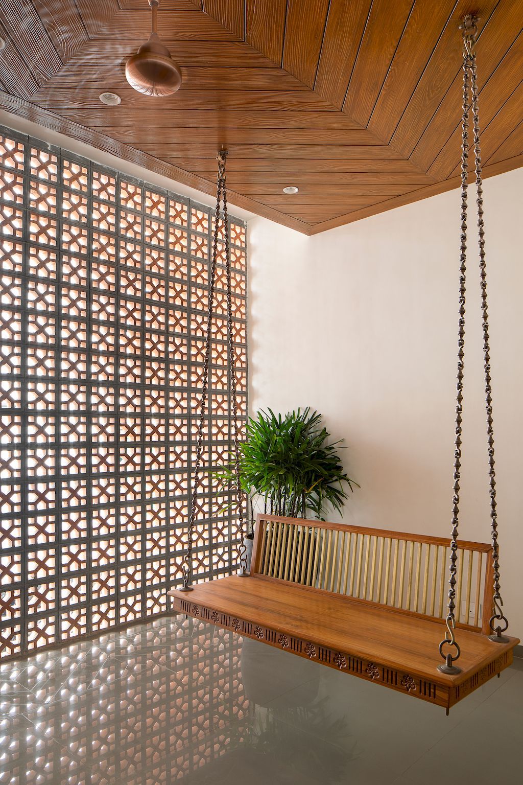 Brick Screen house in charm traditional style in India by MS Design Studio