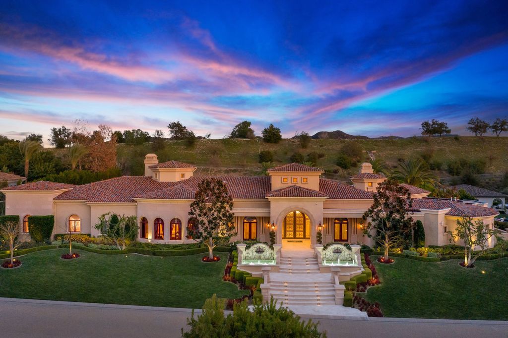 The Home in Calabasas is a custom build estate is located in the esteemed "Estates at The Oaks." with breathtaking mountain views in every direction now available for sale. This home located at 25222 Prado Del Grandioso, Calabasas, California
