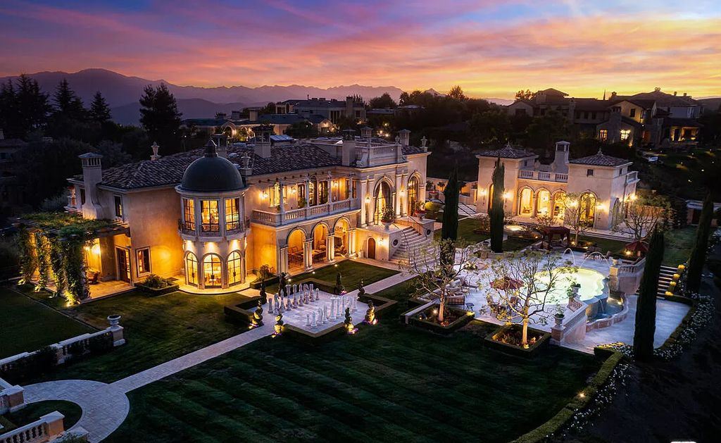 The Villa in Calabasas is an Italianate tour-de-force masterpiece set atop its own promontory ridge with 1.28 usable acres now available for sale. This home located at 25305 Prado De La Felicidad, Calabasas, California