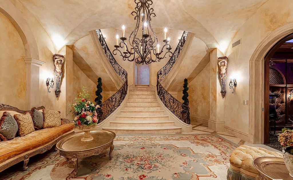 The Villa in Calabasas is an Italianate tour-de-force masterpiece set atop its own promontory ridge with 1.28 usable acres now available for sale. This home located at 25305 Prado De La Felicidad, Calabasas, California