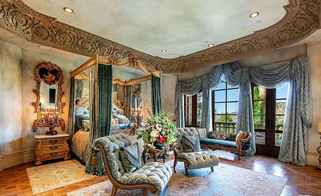 The Villa in Calabasas is an Italianate tour-de-force masterpiece set atop its own promontory ridge with 1.28 usable acres now available for sale. This home located at 25305 Prado De La Felicidad, Calabasas, California