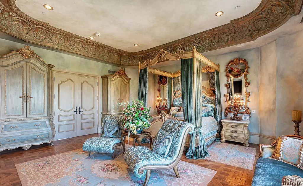 The Villa in Calabasas is an Italianate tour-de-force masterpiece set atop its own promontory ridge with 1.28 usable acres now available for sale. This home located at 25305 Prado De La Felicidad, Calabasas, California