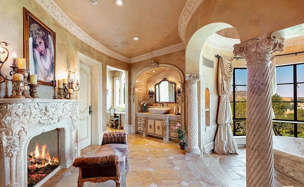 The Villa in Calabasas is an Italianate tour-de-force masterpiece set atop its own promontory ridge with 1.28 usable acres now available for sale. This home located at 25305 Prado De La Felicidad, Calabasas, California