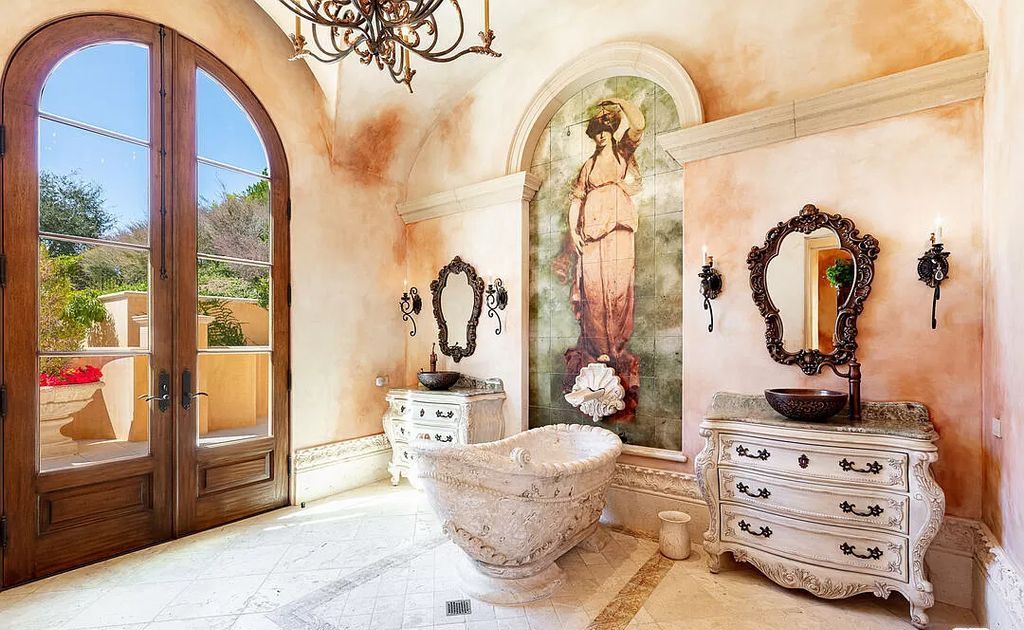 The Villa in Calabasas is an Italianate tour-de-force masterpiece set atop its own promontory ridge with 1.28 usable acres now available for sale. This home located at 25305 Prado De La Felicidad, Calabasas, California