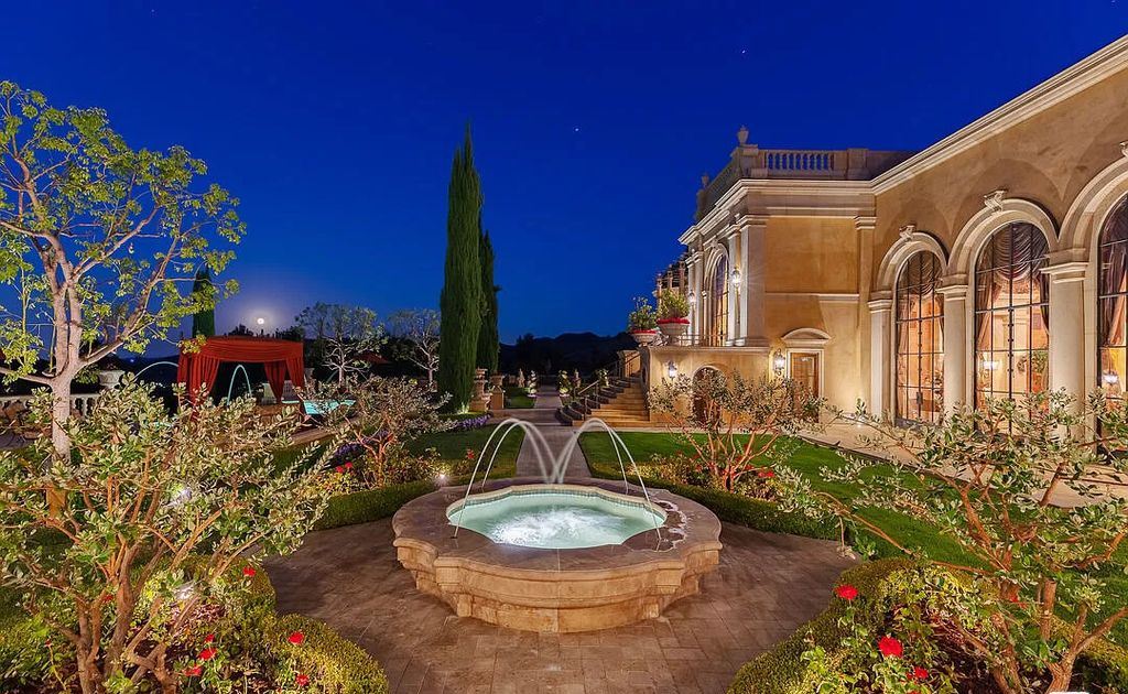 The Villa in Calabasas is an Italianate tour-de-force masterpiece set atop its own promontory ridge with 1.28 usable acres now available for sale. This home located at 25305 Prado De La Felicidad, Calabasas, California