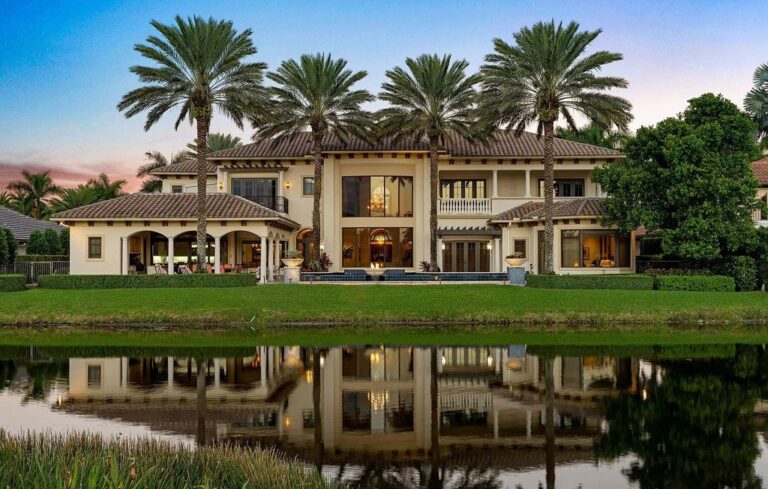 This $6,390,000 Custom Home in Boca Raton with An Oversized Infinity Pool and Mature Date Palms