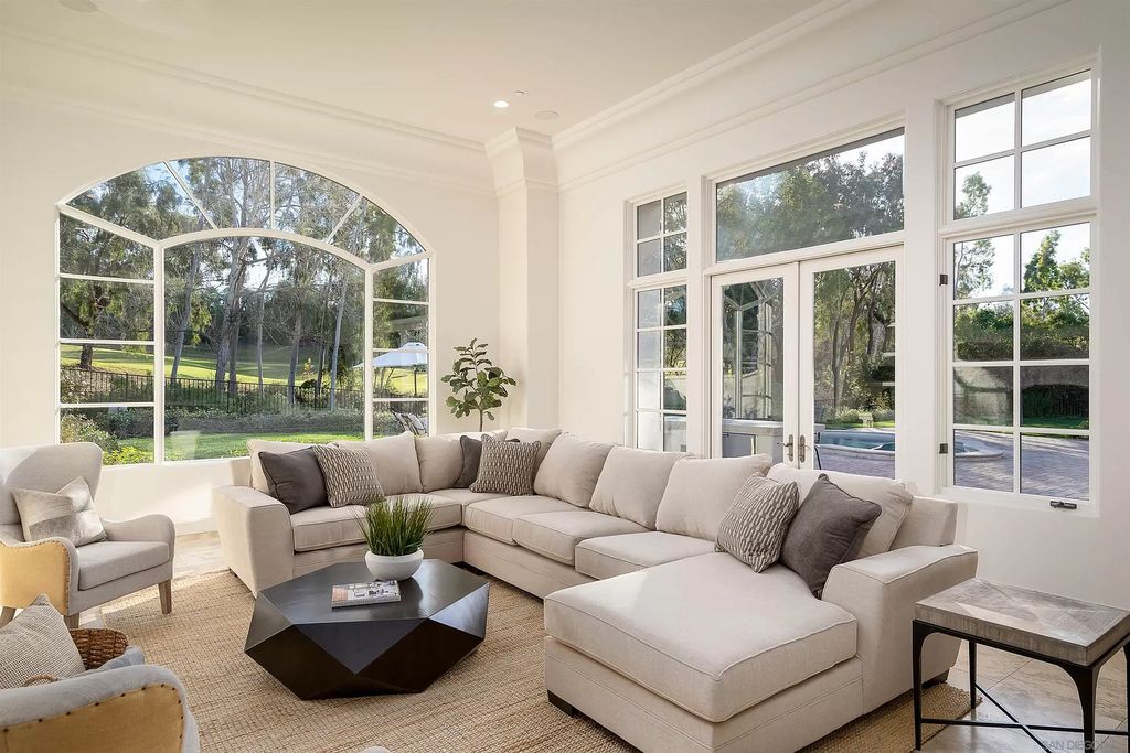 The Home in Rancho Santa Fe is a classically remodeled home with southern views overlooks golf course open space now available for sale. This home located at 6641 Calle Ponte Bella, Rancho Santa Fe, California