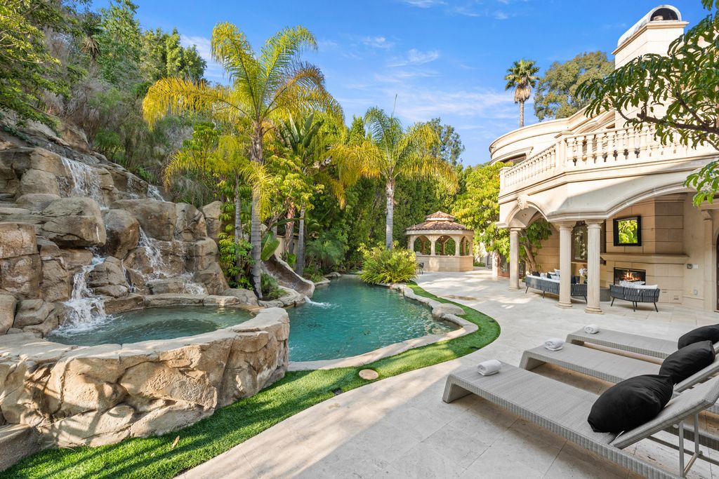 The Villa in Beverly Hills is a Mediterranean Estate boasts 9,370 square feet of unmatched grandeur and scale now available for sale. This home located at 1181 Laurel Way, Beverly Hills, California