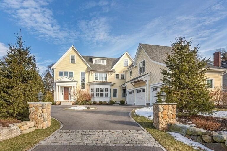 This $3,320,000 Young and Elegant Colonial in Massachusetts Presents True New England Style and Tradition