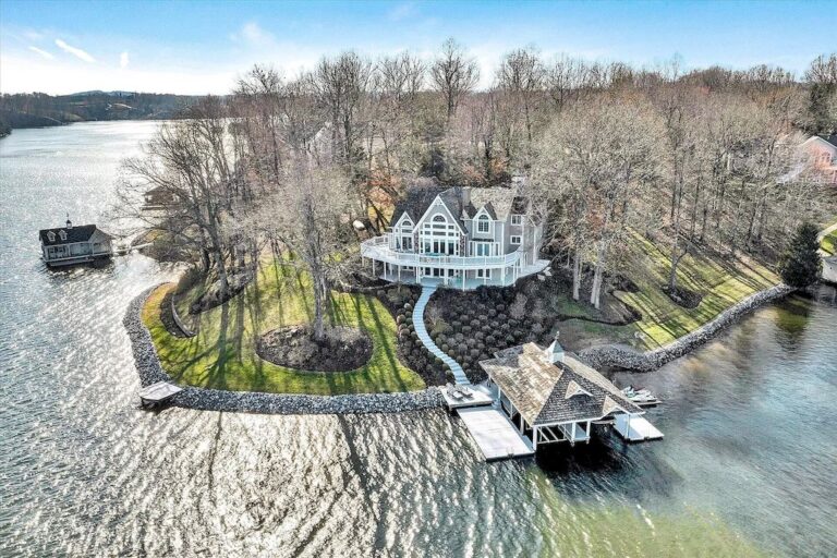 Enjoying a Sip of Coffee with Gorgeous Water Views in this $3,050,000 Spacious Lakefront Home in Virginia