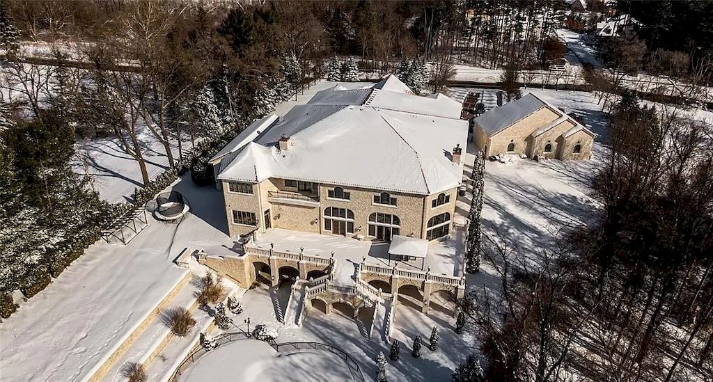 The Home in Michigan is a luxurious home featuring entire exterior built from marble now available for sale. This home located at 18585 Sheldon Rd, Northville, Michigan; offering 09 bedrooms and 14 bathrooms with 27,373 square feet of living spaces. 