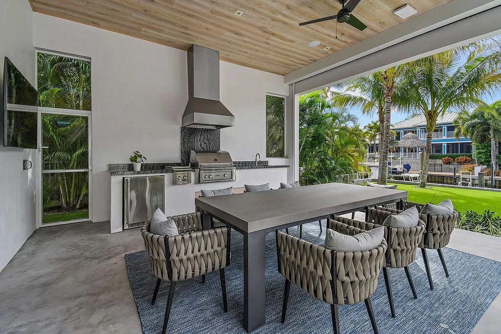 The Home in Palm Beach Gardens is a private waterfront property with 80 feet of waterfront adjacent to the Intracoastal Waterway now available for sale. This house located at 12907 S Shore Dr, Palm Beach Gardens, Florida