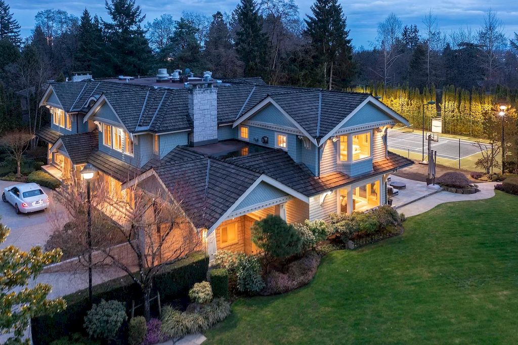 The House in Vancouver has exceptionally landscaped outdoor grounds feature a full size tennis court, a mini golf putting green, a Japanese Zen garden, now available for sale