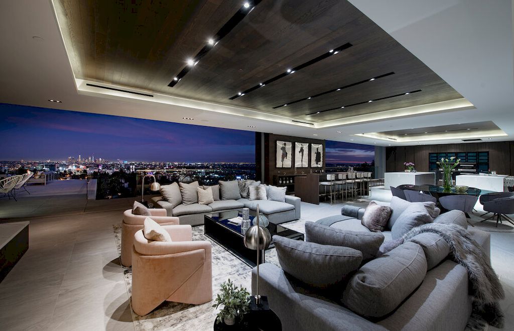 modern mansion living room with tv