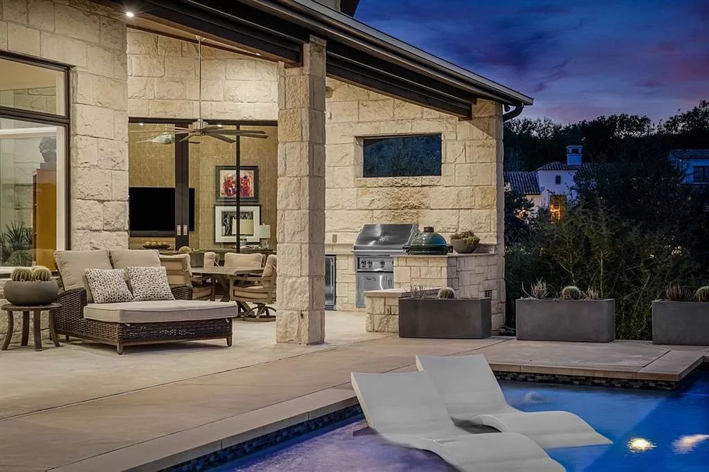 The Home in Austin is a Spanish Oaks contemporary home with sweeping views from virtually every window along the backside now available for sale. This home located at 11724 Musket Rim St, Austin, Texas