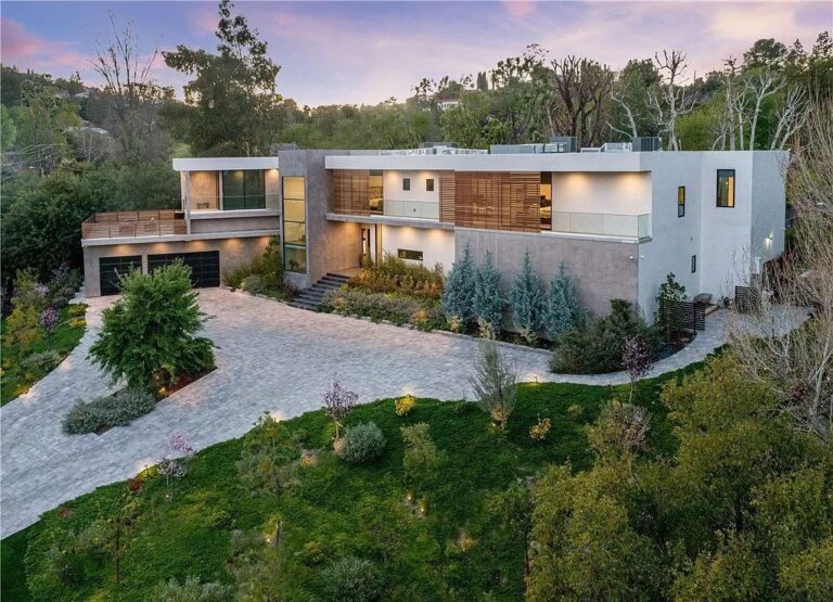 This $7,495,000 Masterfully Crafted Home in Tarzana offers The Highest Degree of Style and Modern Conveniences