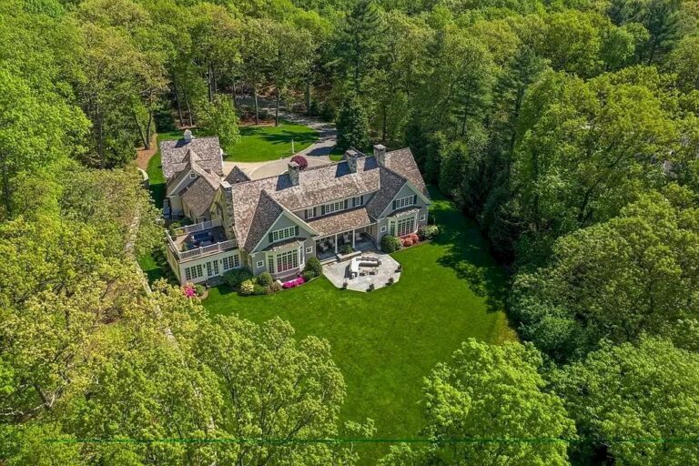 This $8,850,000 Magnificent Stone and Shingle Colonial in Massachusetts Features Unparalleled Craftsmanship and Gorgeous Architectural Detail