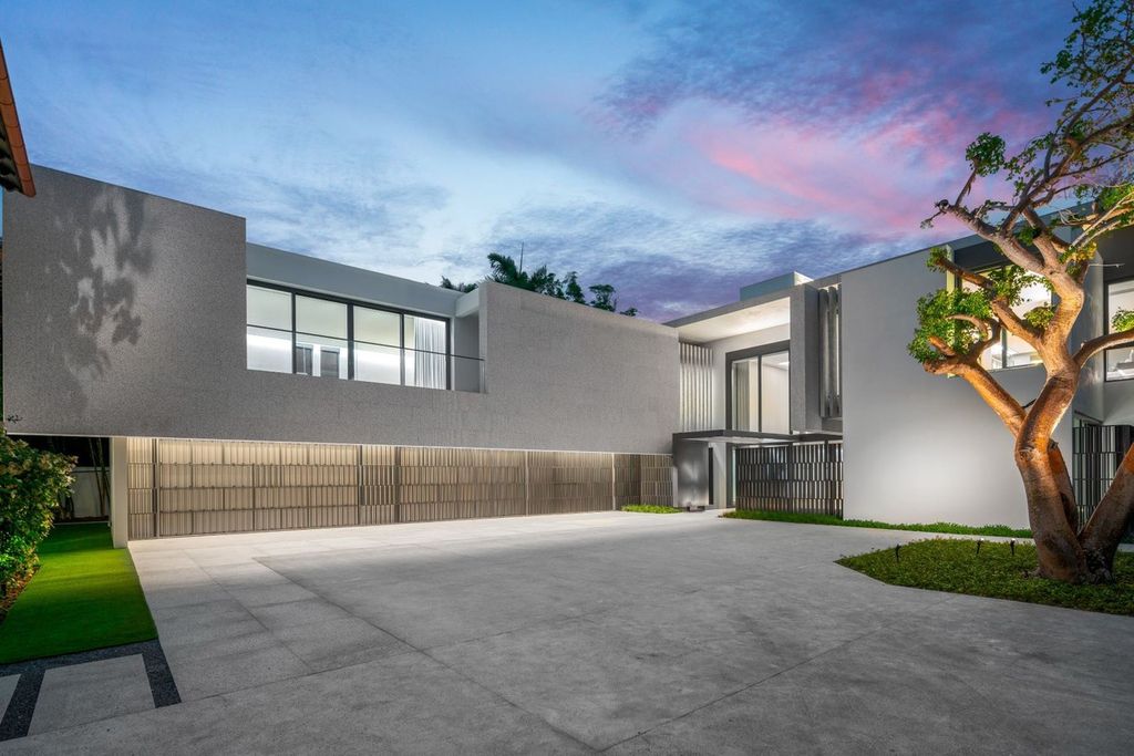The Mansion in Miami Beach is a modern masterpiece with 100 ft of waterfront facing east with ocean breeze and sunrises now available for sale. This home located at 27 Star Island Dr, Miami Beach, Florida