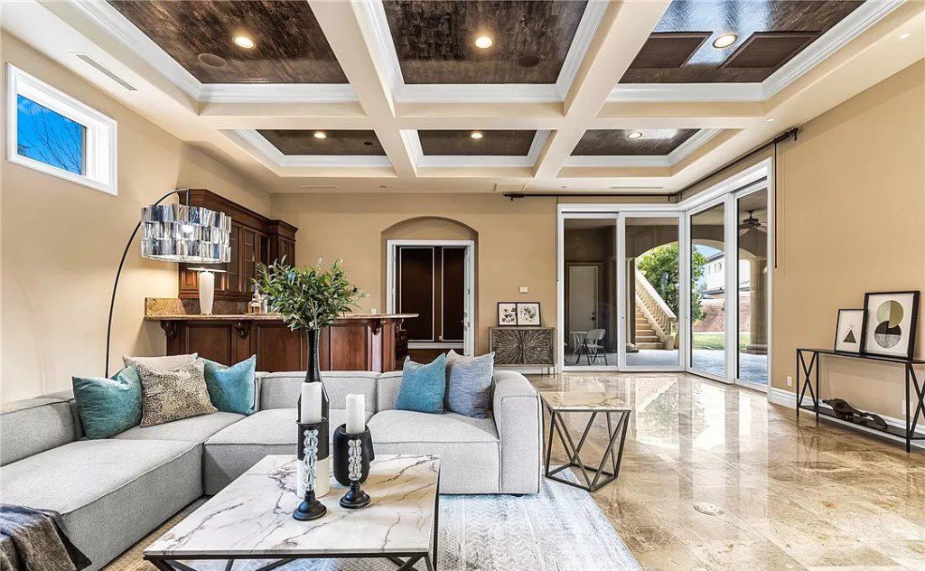 This $4,200,000 Stylish Two Story Custom Estate in Nevada has oasis style backyard