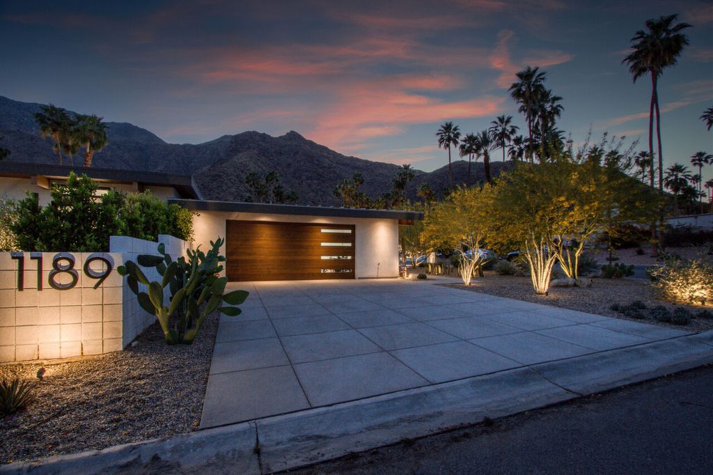 The Home in Palm Springs is a flawless mid century pool estate with the highest level of finish and sophistication surrounded by pristine mountain views now available for sale. This home located at 1189 N Rose Ave, Palm Springs, California