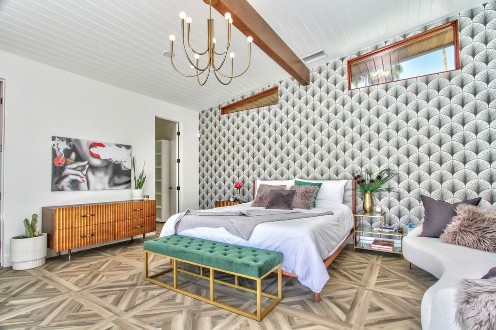 Do you feel overwhelmed when you walk into this room? With a small floor area, but thanks to the skillful combination of wallpaper textures and room decoration, it has created a cheerful and youthful space.