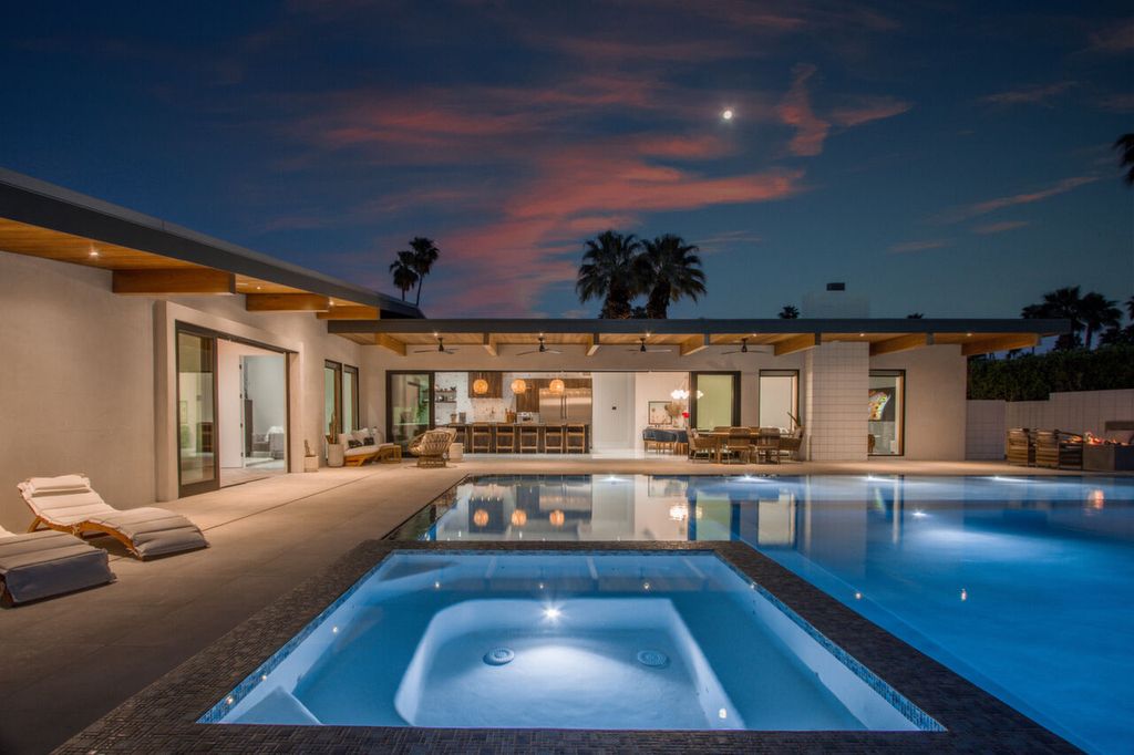 The Home in Palm Springs is a flawless mid century pool estate with the highest level of finish and sophistication surrounded by pristine mountain views now available for sale. This home located at 1189 N Rose Ave, Palm Springs, California