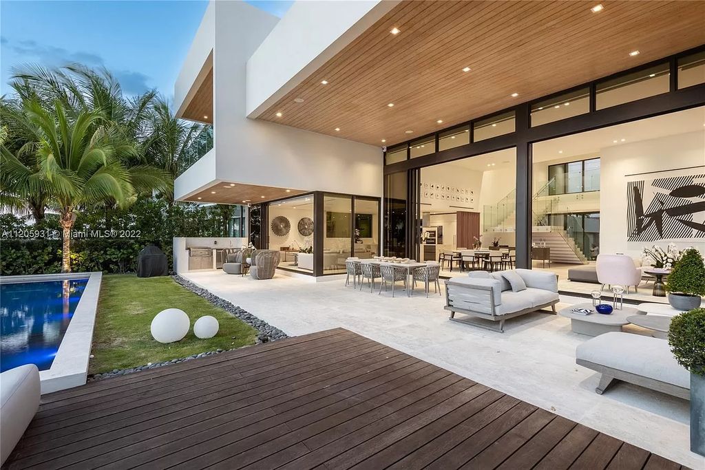 The Home in Miami Beach is a modern waterfront with a western exposure capturing unobstructed water views and dramatic sunsets over Biscayne Bay now available for sale. This home located at 2608 Biarritz Dr, Miami Beach, Florida