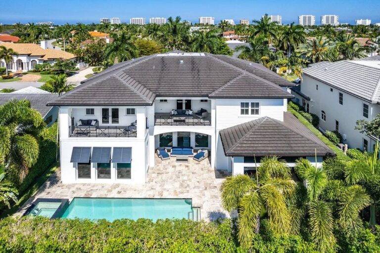 This $7,850,000 Transitional Home in Boca Raton with Island-inspired Architectural Accents and Tropical Landscaping