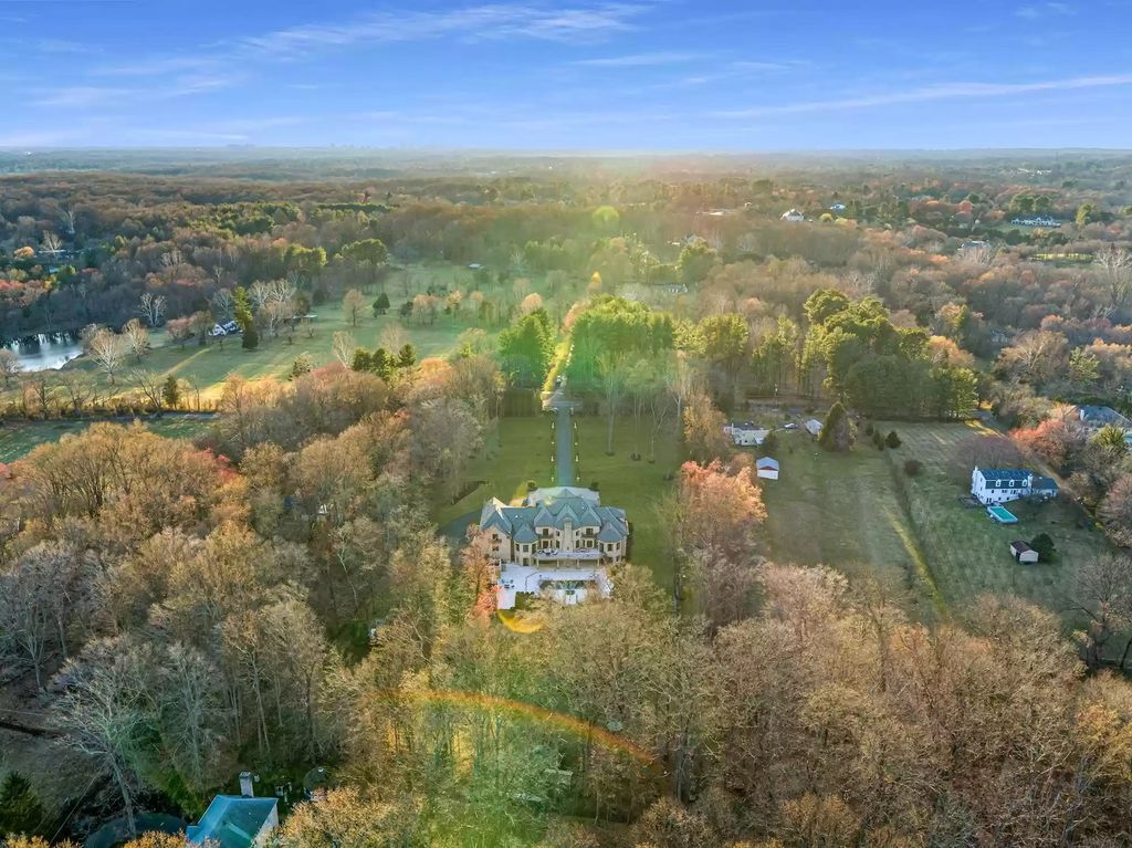 The Estate in Virginia has elegance outdoor areas with an extensive limestone patio surrounding the mosaic-lined swimming pool, now available for sale