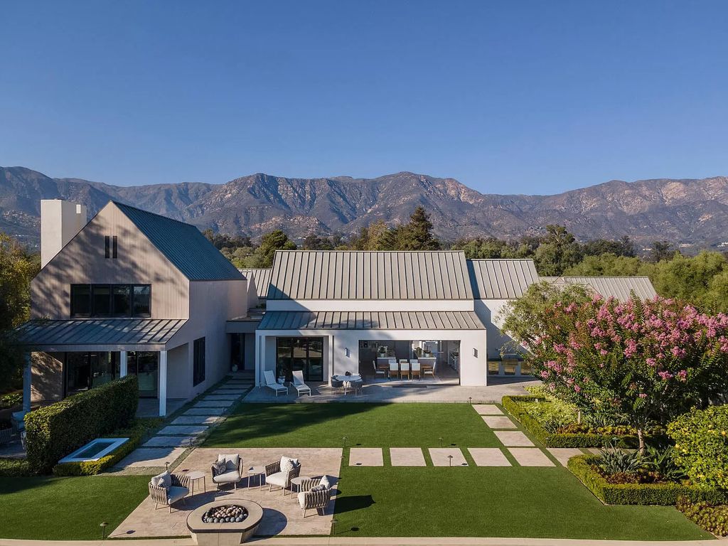 The Home in Santa Barbara is a stunning modern estate with newly constructed pool and spa, tennis court wit pavilion, vegetable gardens, firepit, stunning mountain, ocean and golf-course views now available for sale. This home located at 1850 Jelinda Dr, Santa Barbara, California