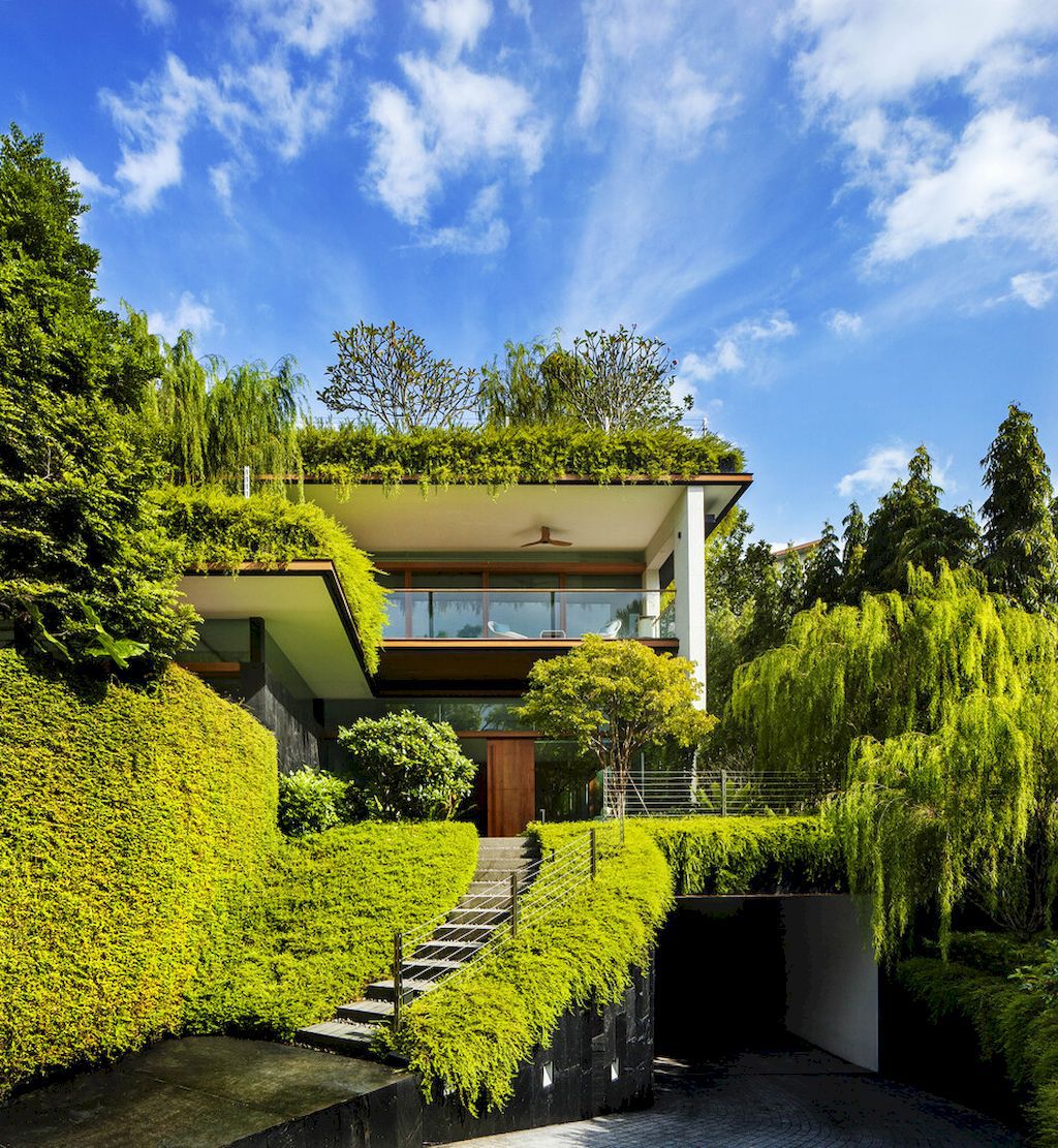 Sky Pool House with Terraced roof gardens in Singapore by Guz Architects