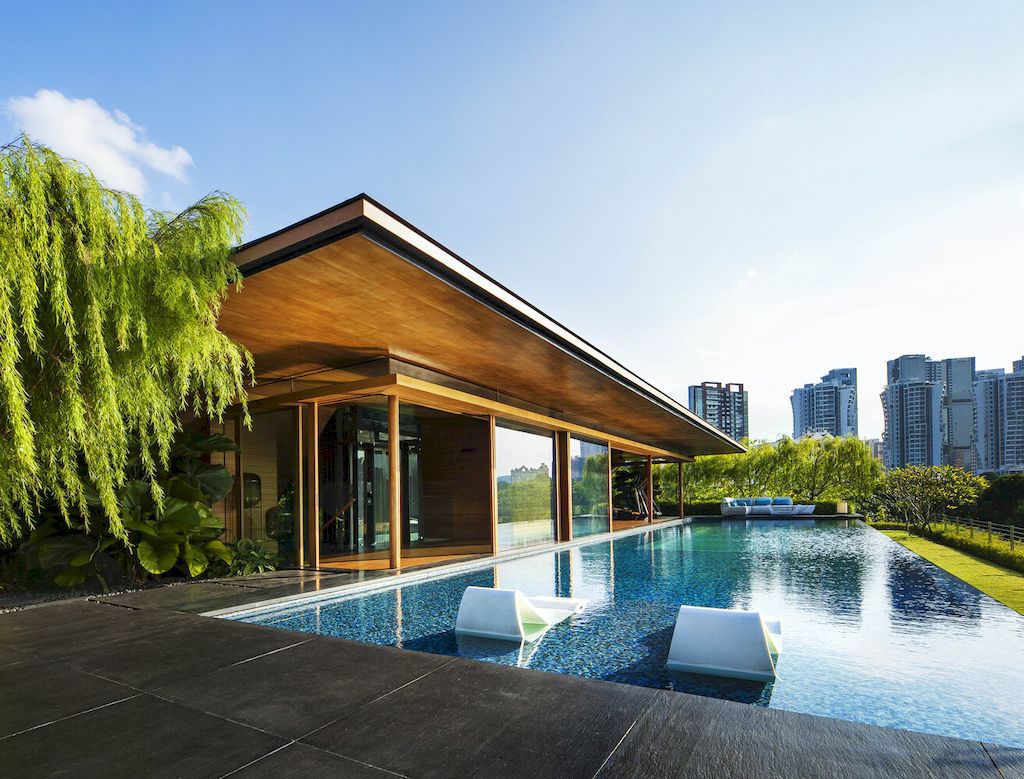 Sky Pool House with Terraced roof gardens in Singapore by Guz Architects