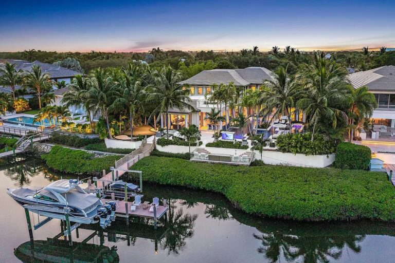 $15M Waterfront Home in Jupiter has resort pool with amazing water views
