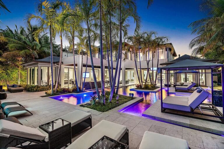 $15M Waterfront Home in Jupiter has resort pool with amazing water views