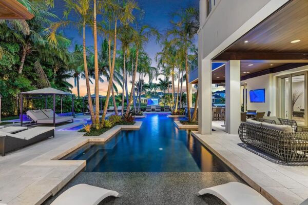 $15M Waterfront Home in Jupiter has resort pool with amazing water views