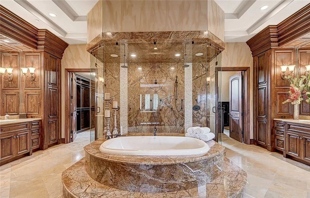 The Estate in Las Vegas, a stunning one of a kind home in the heart of Southern Highlands Country Club was completed with the finest of finishes, stones, marbles. This home located at 22 Augusta Canyon Way, Las Vegas, Nevada.