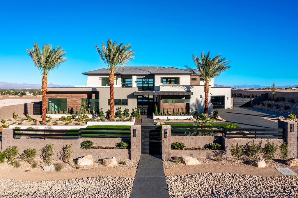 The Nevada Home is a Brand new modern compound features include open floor plan with bonus and flex rooms, Control4 home automation system, floating staircase now available for sale. This home located at 4180 N Jensen St, Clark County, Nevada