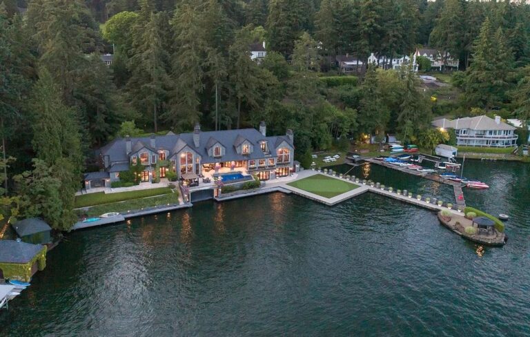 Enjoy Awe-inspiring Custom Living in This $11,500,000 Phenomenal Lakefront Estate in Lake Oswego
