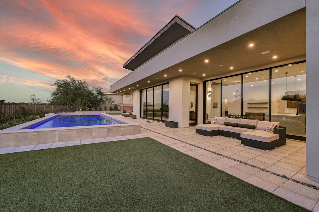 The Home in Las Vegas, a modern single story custom residence in Redhawk of The Ridges with majestic mountain views is now available for sale. This home located at 46 Soaring Bird Ct, Las Vegas, Nevada