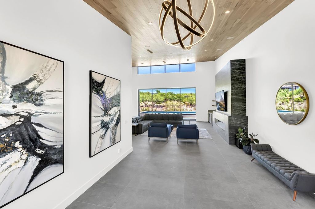 The Home in Las Vegas, a modern single story custom residence in Redhawk of The Ridges with majestic mountain views is now available for sale. This home located at 46 Soaring Bird Ct, Las Vegas, Nevada