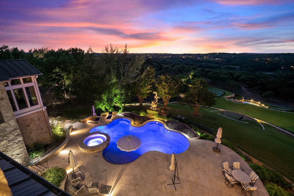 The Home in Austin is a one of a kind compound in the coveted community of Escala at Barton Creek with panoramic views of Hill Country and Fazio Canyons now available for sale. This home located at 7841 Escala Dr, Austin, Texas