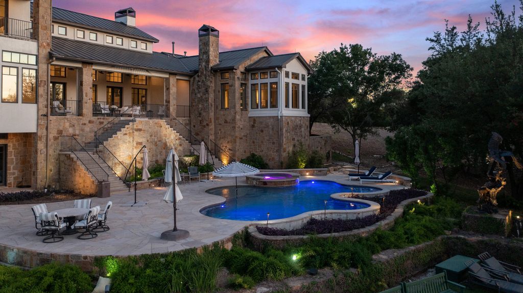 The Home in Austin is a one of a kind compound in the coveted community of Escala at Barton Creek with panoramic views of Hill Country and Fazio Canyons now available for sale. This home located at 7841 Escala Dr, Austin, Texas