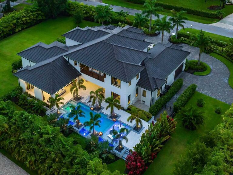 This $9,495,000 Private Gated Home in Naples has An Entertainer’s Dream Yard with Salt Water Pool