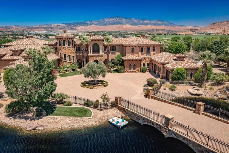 An Exclusive Estate offers over 13,000 SF Living with Private Gate and 0.5 Acre Pond in Washington Utah Asking for $7.49 Million