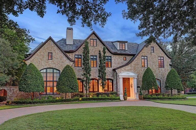 An Exquisite Home Dazzles with Sprawling Designer Living Spaces and Outdoor Oasis in Houston Asks $4.1 Million