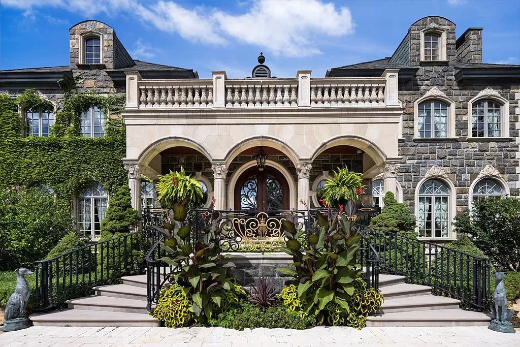 The Mansion in Saratoga Springs, a quintessential estate includes custom materials & selections such as 23 marble medallions inlaid on the marble floors, fresco in the foyer, Sherle Wagner sinks, Schonbek chandeliers is now available for sale. This home located at 637 N Broadway, Saratoga Springs, New York