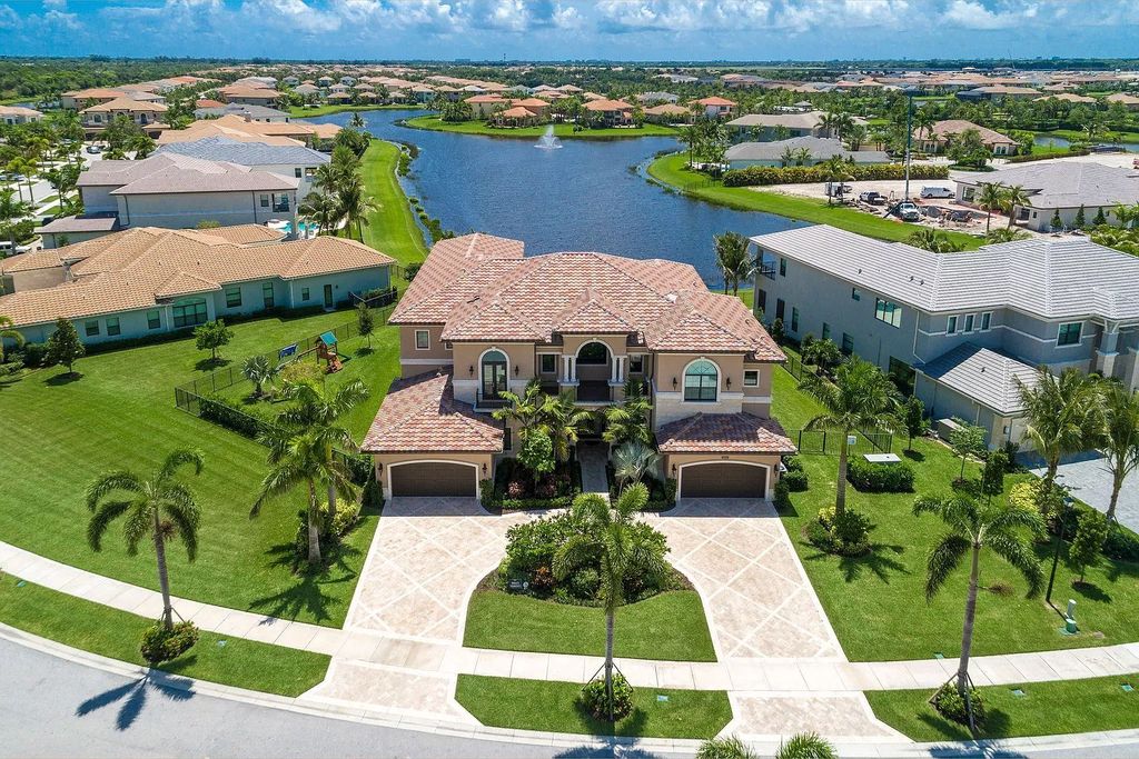 The Home in Delray Beach, a dream retreat on designer appointed over-sized wide lakefront lot overlooking the rippling water and glowing fountain is now available for sale. This home located at 16598 Fleur De Lis Way, Delray Beach, Florida offers 6 bedrooms and 8 bathrooms with nearly 8,000 square feet of living spaces.