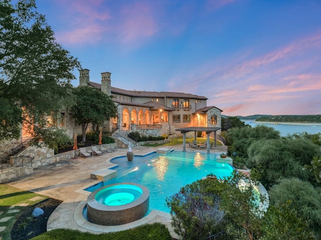 The Estate in Jonestown, a stunning estate constructed and situated at the end and hilltop area of The Peninsula on North Lake Shore Lake Travis is now available for sale. This home located at 16904 Regatta Cv, Jonestown, Texas