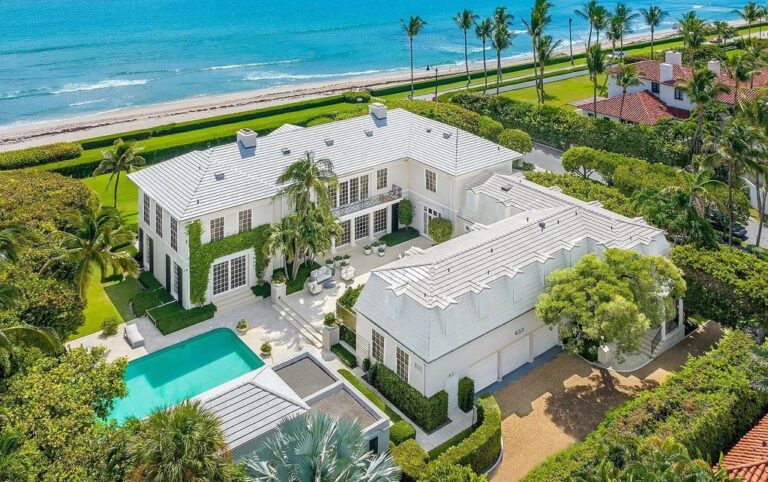 Asking for $59.95 Million, This Elegant Neoclassical Estate is One of The Finest Home in Palm Beach Comes with 200 Feet of Ocean Frontage
